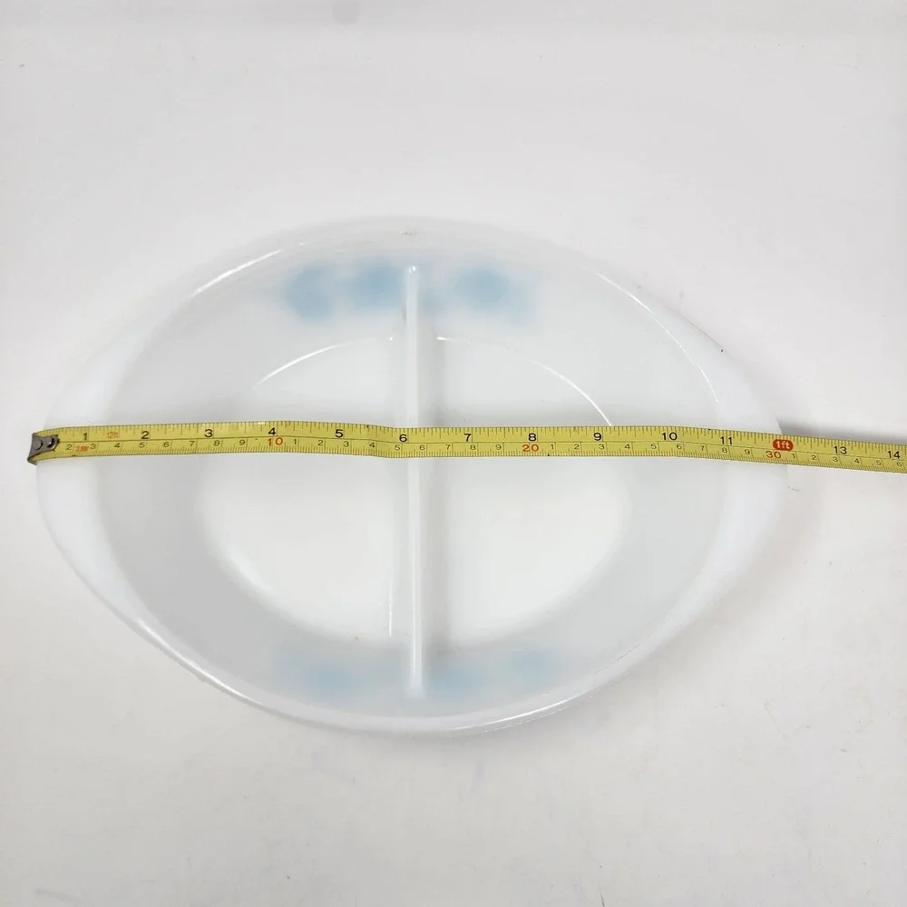 Glasbake Vintage 60's Milk‎ Glass Divided Casserole Dish 12